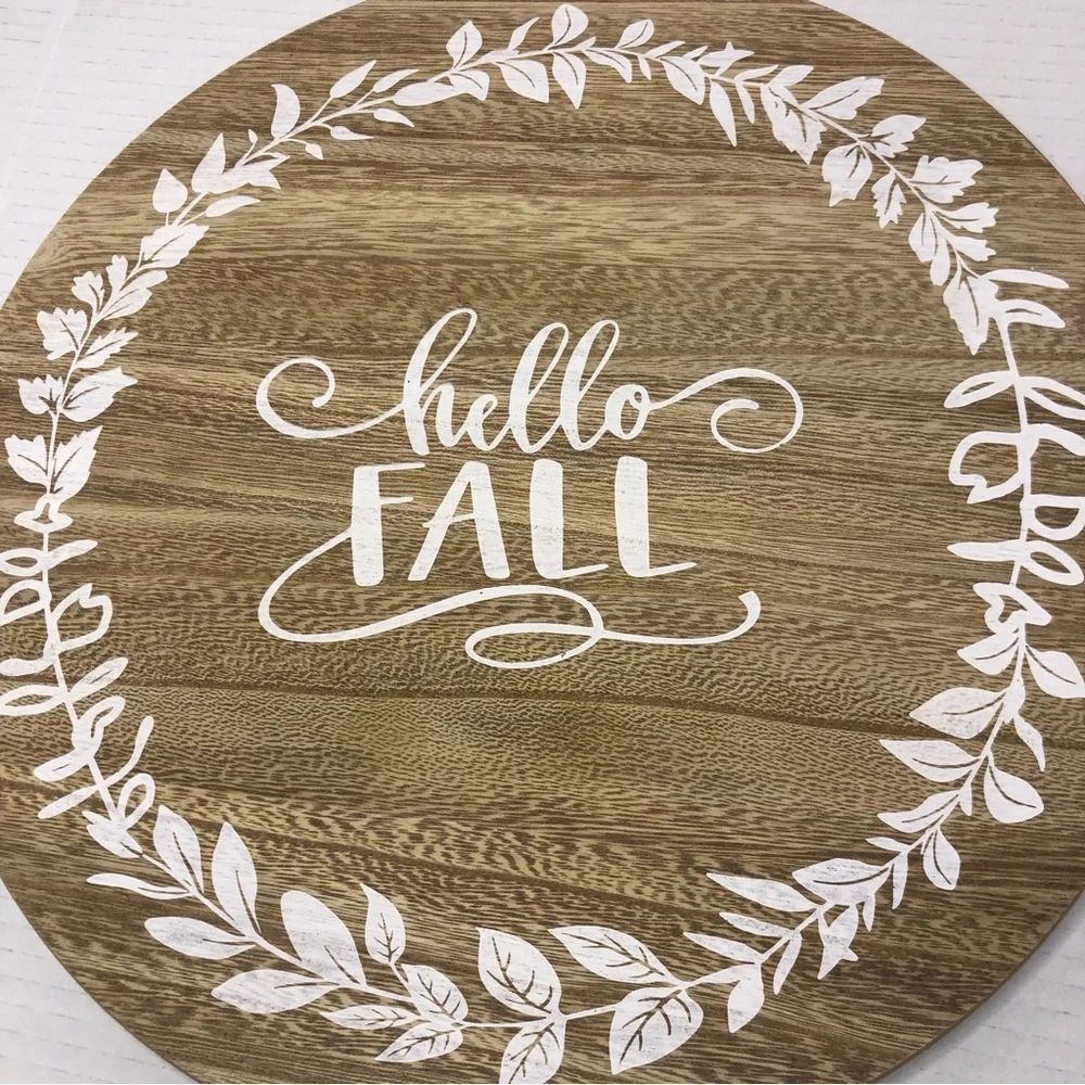Hello Centerpiece Fall Rustic Farmhouse Carousel Home Decor Rotating Circle